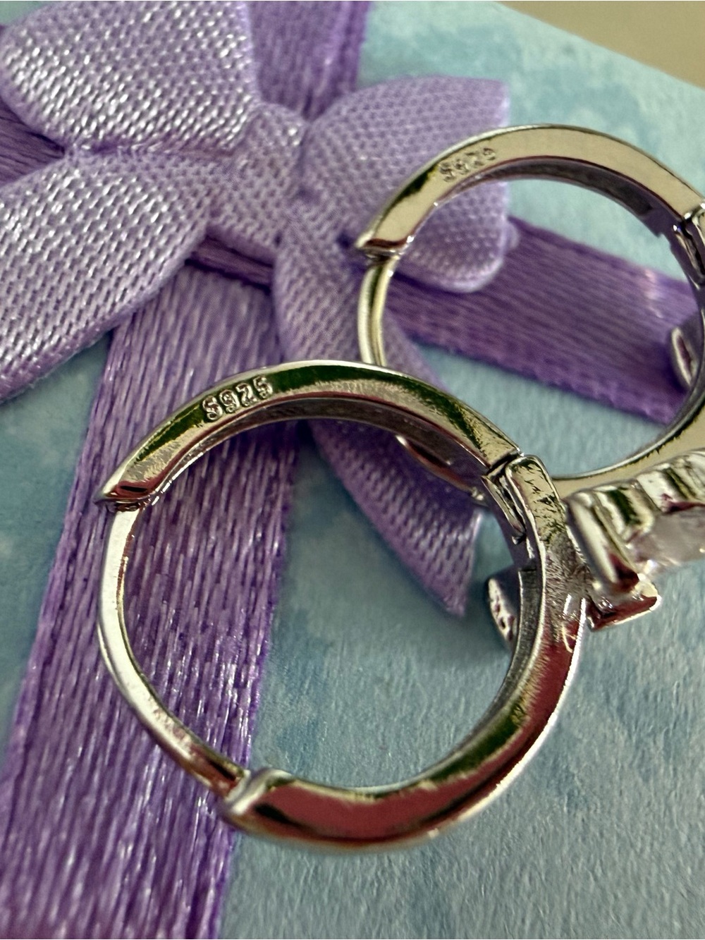 S925 Sterling Silver Hoop Earrings with Bow